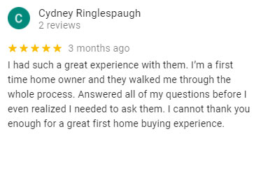 Google My Business review from Cydney Ringlespaugh